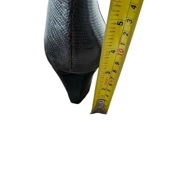 Eileen Fisher 9 Gray Suede Ankle Boot Wood Heel Patent Ankle - Picture 5 of 12